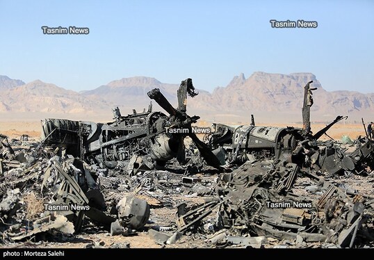 تصاویری از هواپیماهای منهدم‌شده آمریکا در جنوب اصفهان