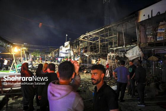 گزارش تصویری | اطفای حریق در بازار گل مشهد