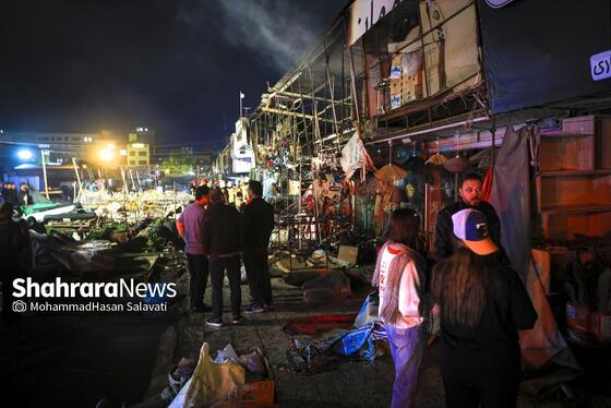 گزارش تصویری | اطفای حریق در بازار گل مشهد