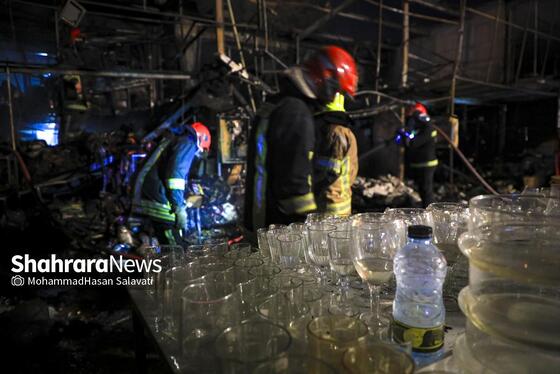 گزارش تصویری | اطفای حریق در بازار گل مشهد