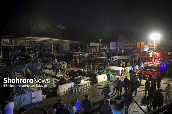 گزارش تصویری | اطفای حریق در بازار گل مشهد