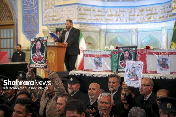 گزارش تصویری |  وداع با پیکر مطهر ۵ شهید خراسانی حمله آمریکایی-صهیونی در حرم مطهر رضوی