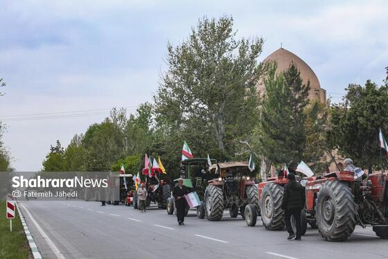 گزارش تصویری | رژه خودرویی کشاورزان منطقه توس مشهد در حمایت از نیرو‌های مسلح