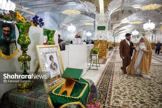 گزارش تصویری | عقد بالا سر حضرت ؛ لحظه شیرین وصال