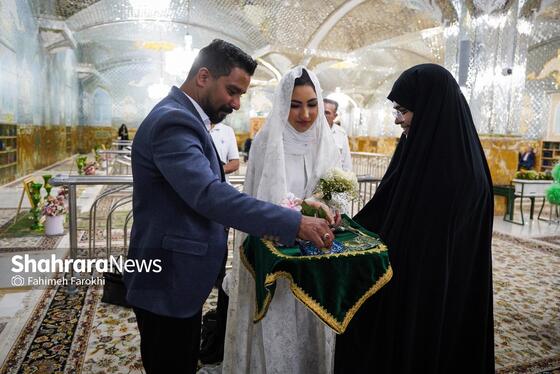 گزارش تصویری | عقد بالا سر حضرت ؛ لحظه شیرین وصال