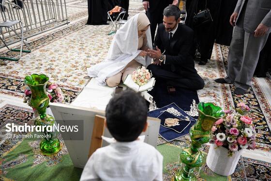 گزارش تصویری | عقد بالا سر حضرت ؛ لحظه شیرین وصال