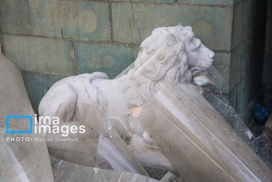 گزارش تصویری | اثر جنگ بر پیشانی کاخ سعدآباد