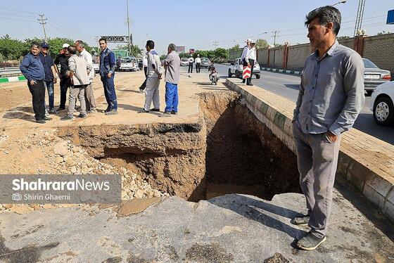گزارش تصویری | اتفاق  خط لوله اصلی آبرسانی مشهد در بزرگراه شهید سلیمانی