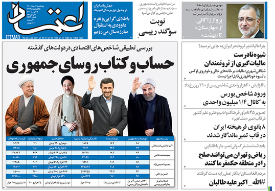 صفحه نخست روزنامه‌های کشور - پنجشنبه ۱۴ مرداد ۱۴۰۰