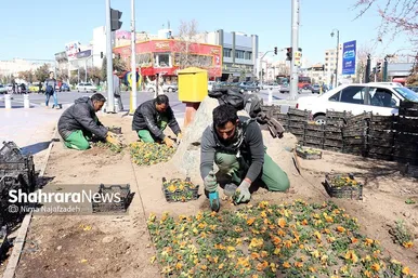 گل‌کاری در نقاط مختلف شهر مشهد