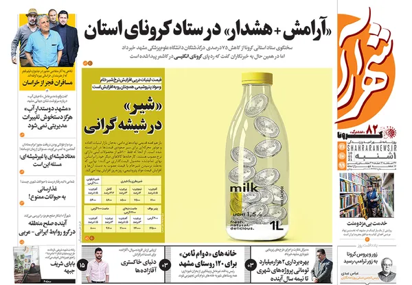 صفحه نخست روزنامه‌های کشور - یکشنبه ۲۱ دی ۱۳۹۹