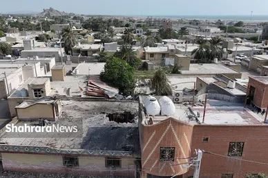 گزارش تصویری | عکس‌هایی از محل اصابت موشک ارتش تروریست آمریکا در شهرستان کوهستک هرمزگان