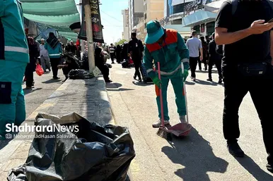 عکس | خدمت رسانی پاکبانان مشهدی به زائران اربعین در نجف اشرف