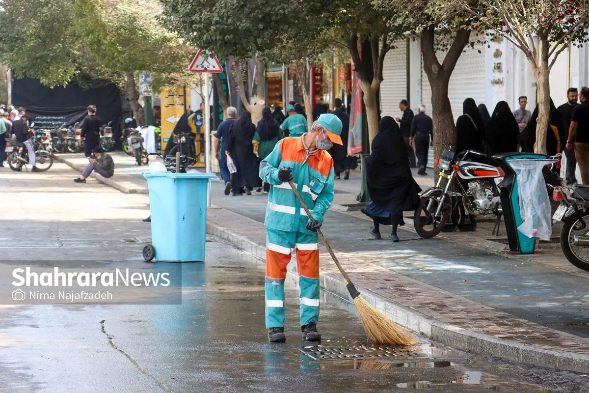 جمع آوری پسماندهای خشک مواکب و ایستگاه‌های مشهد در اربعین حسینی