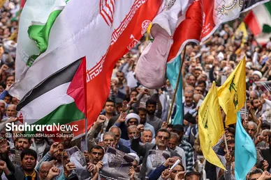 راهپیمایی انزجار مردم مشهد از جنایات رژیم صهیونیستی در لبنان و فلسطین