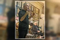دیدار برخی از هنرمندان مشهدی با هنرمند پیشکسوت منوچهر اسپهبدی | هنرمندی که دارایی خود را وقف هنرهای تجسمی کرد