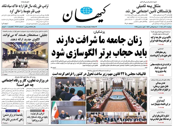 صفحه نخست روزنامه‌های کشور - دوشنبه ۱۰ آذر ۱۴۰۴