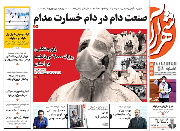 صفحه نخست روزنامه‌های کشور - یکشنبه ۳ مرداد ۱۴۰۰