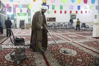 گزارش تصویری | غبارروبی مساجد توسط خادمین حرم مطهر رضوی