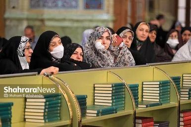 تعویض پرچم گنبد و پوش ضریح امام رضا(ع)