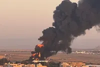 ویدئو | انفجار و آتش سوزی در نزدیکی فرودگاه مشهد (۲۵ خرداد ۱۴۰۴)