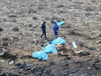 تصاویری از بقایای هواپیمای آذربایجان بعد از سقوط