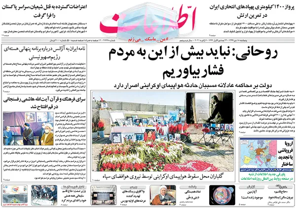 صفحه نخست روزنامه‌های کشور - پنجشنبه ۱۸ دی ۱۳۹۹