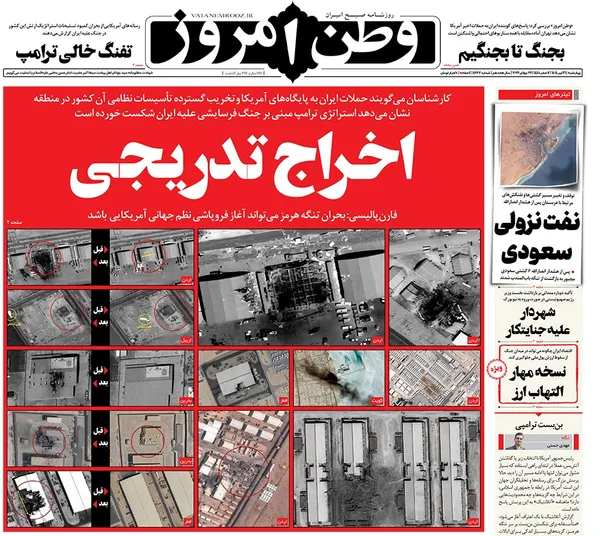 صفحه نخست روزنامه‌های کشور - چهارشنبه ۳۱ تیر ۱۴۰۵