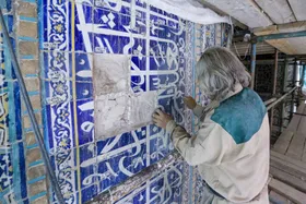 ایوان و مناره عباسی حرم مطهر امام رضا(ع) مرمت شد