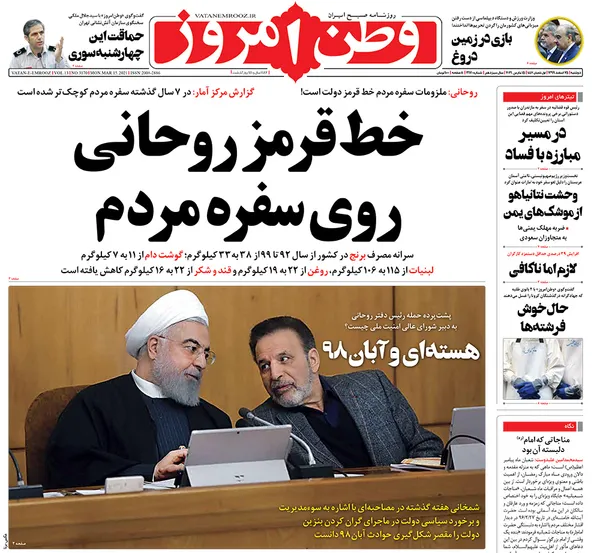 صفحه نخست روزنامه‌های کشور - دوشنبه ۲۵ اسفند ۱۳۹۹