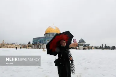 بارش برف در مسجدالاقصی