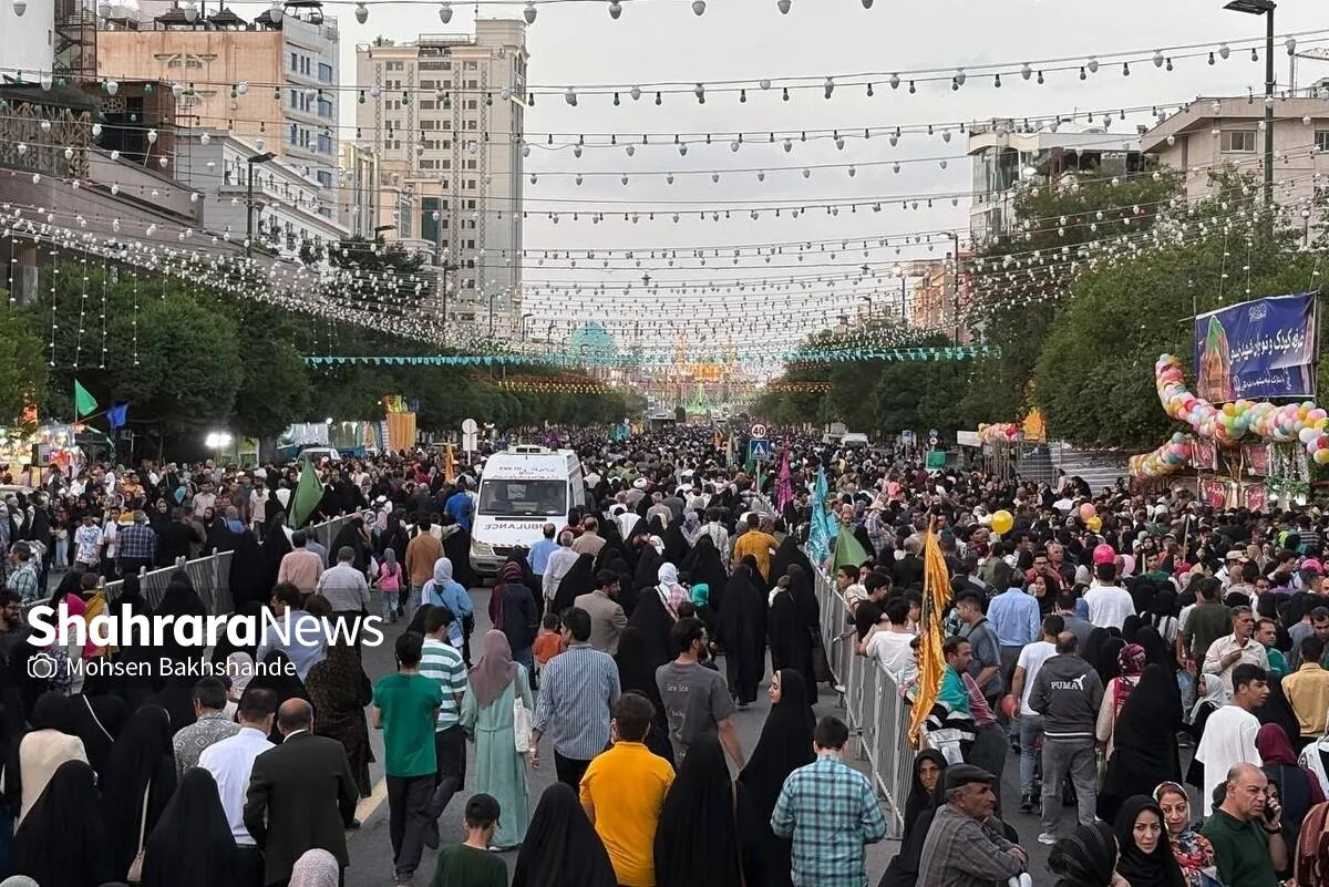 شکوه جشن میلیونی امام‌رضایی‌ها در شب میلاد امام‌رضا‌(ع) در مشهد + فیلم