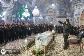 مراسم وداع با پیکر شهید سیدداوود بی&zwnj;طرف در حرم مطهر رضوی (ع)