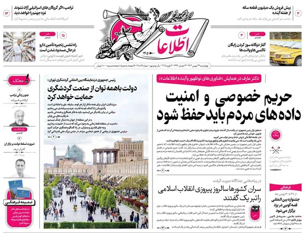 صفحه نخست روزنامه‌های کشور - چهارشنبه ۲۴ بهمن ۱۴۰۳