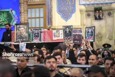 گزارش تصویری |  وداع با پیکر مطهر ۵ شهید خراسانی حمله آمریکایی-صهیونی در حرم مطهر رضوی