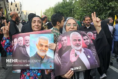 عکس‌هایی از مراسم تشییع پیکر شهید اسماعیل هنیه در تهران- ۲
