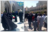 حرکت زائران از صحن‌های مختلف حرم مطهر رضوی به سمت باب‌الجواد(ع) و محل آغاز راهپیمایی ضد رژیم صهیونیستی