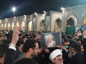 تشییع پیکر مرحوم طالب زاده در حرم مطهر رضوی + فیلم و عکس