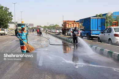 گزارش تصویری | اتفاق  خط لوله اصلی آبرسانی مشهد در بزرگراه شهید سلیمانی
