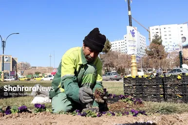 گل‌کاری در نقاط مختلف شهر مشهد