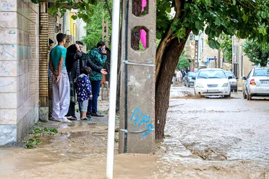 سیل در خیابان های مشهد