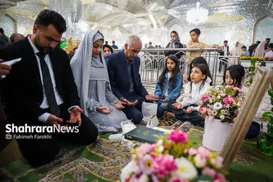 گزارش تصویری | عقد بالا سر حضرت ؛ لحظه شیرین وصال