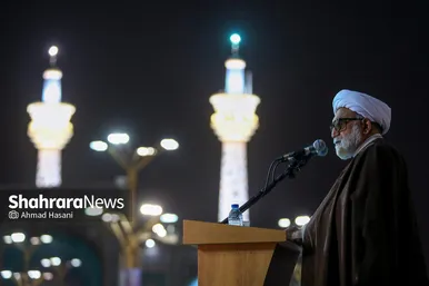 مراسم وداع با پیکر شهید حجت‌الاسلام محمد اصلانی در حرم مطهر رضوی