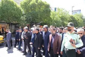 تشییع پیکر پدر شهید محمد رضائی در مشهد مقدس