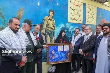 عکس | رونمایی از دیوارنگاره «از حماسه دیروز تا حماسه امروز»