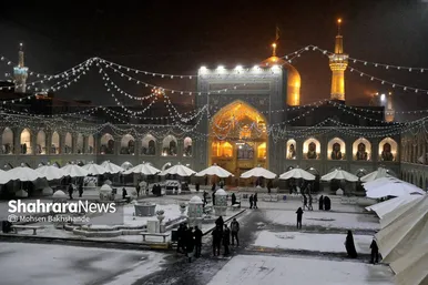بارش برف زمستانی در حرم مطهر رضوی