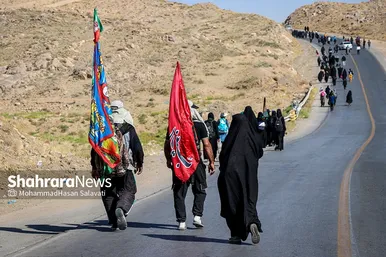 زائران پیاده در مسیر حرم مطهر رضوی