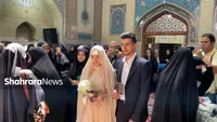 ویدئو | حضور عروس‌و‌داماد مشهدی پای صندوق رأی در حرم امام‌رضا(ع)
