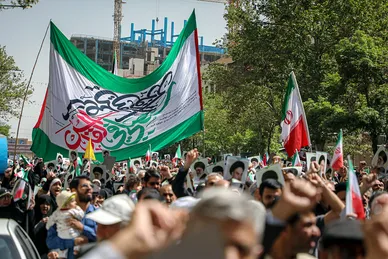 راهپیمایی ضدصهیونیستی نمازگزاران مشهدی و حمایت از عملیات وعده صادق سپاه