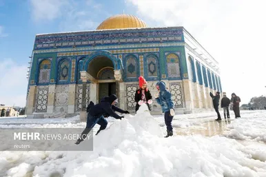 بارش برف در مسجدالاقصی